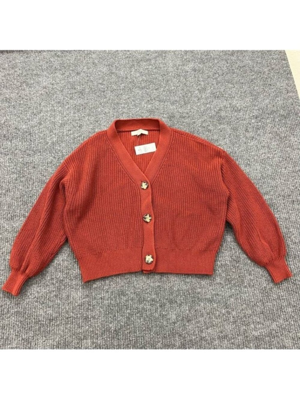 Loft Ribbed Knit Button Chunky V Neck Cardigan Sweater Slouchy Womens Medium NEW